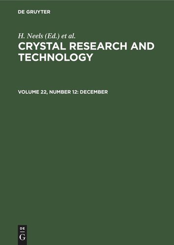 Crystal Research and Technology: Volume 22, Number 12 December