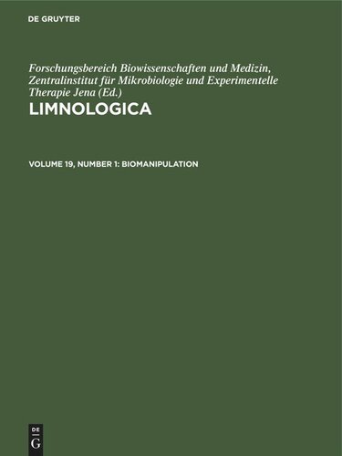 Limnologica: Volume 19, Number 1 Biomanipulation