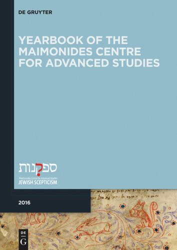 Yearbook of the Maimonides Centre for Advanced Studies: 2016