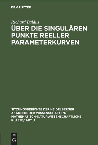 Über die singulären Punkte reeller Parameterkurven