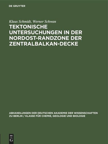 Tektonische Untersuchungen in der Nordost-Randzone der Zentralbalkan-Decke