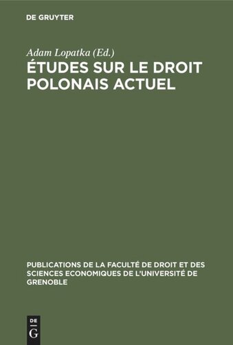 Études sur le droit polonais actuel