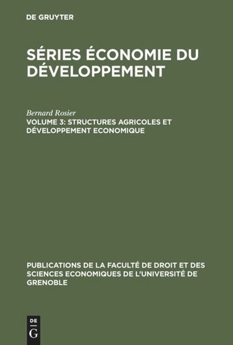 Séries Économie du Développement: Volume 3 Structures agricoles et  développement economique