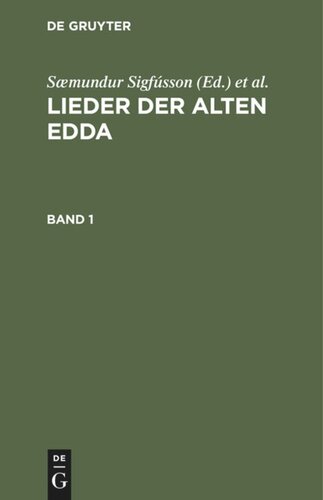 Lieder der alten Edda: Band 1