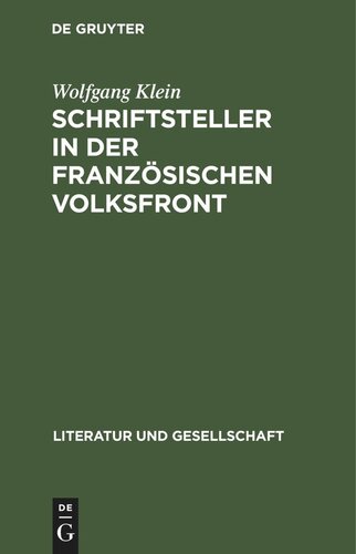 Schriftsteller in der französischen Volksfront: Die Zeitschrift „Commune“