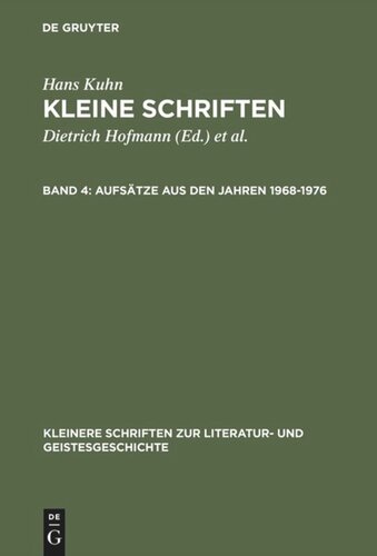 Kleine Schriften: Band 4 Aufsätze aus den Jahren 1968–1976