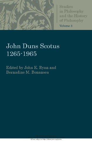 John Duns Scotus: 1265-1965 (Studies in Philosophy and the History of Philosophy)