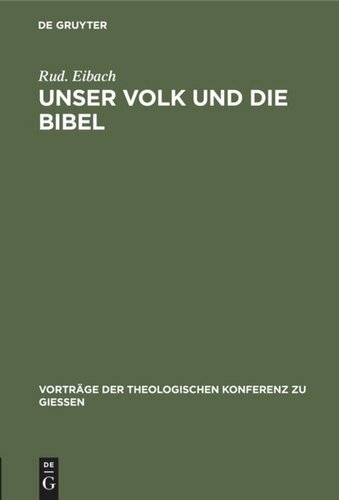 Unser Volk und die Bibel: Ein Nachwort zum Bibel- und Babelstreit