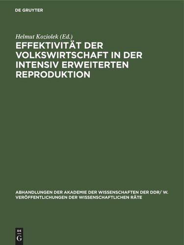 Effektivität der Volkswirtschaft in der intensiv erweiterten Reproduktion