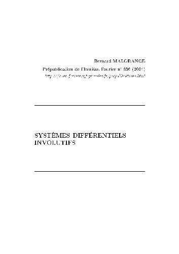 Systmes diffrentiels involutifs (Fourier Inst. n.636, 2004, SMF)