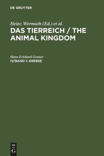 Das Tierreich / The Animal Kingdom: IV/Band 1 Krebse