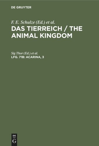 Das Tierreich / The Animal Kingdom. Lieferung 71b Acarina, 3: Trombidiidae