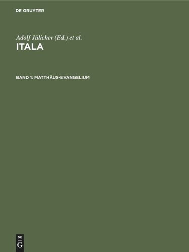 Itala: Band 1 Matthäus-Evangelium