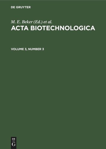 Acta Biotechnologica: Volume 3, Number 3