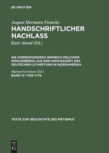 Handschriftlicher Nachlass: Band IV 1769 –1776