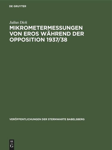 Mikrometermessungen von Eros während der Opposition 1937/38