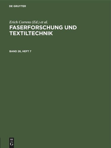 Faserforschung und Textiltechnik: Band 26, Heft 7