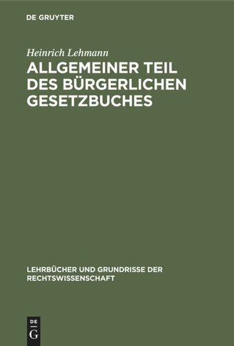 Allgemeiner Teil des Bürgerlichen Gesetzbuches