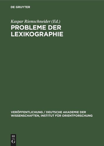 Probleme der Lexikographie