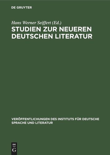 Studien zur neueren deutschen Literatur