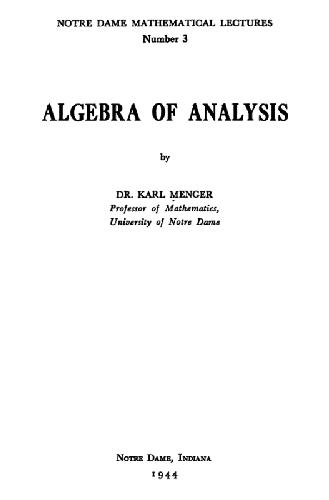 Algebra of analysis