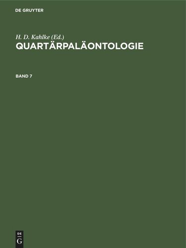 Quartärpaläontologie: Band 7