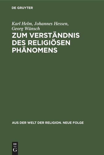 Zum Verständnis des religiösen Phänomens