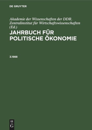 Jahrbuch für politische Ökonomie: 3.1988