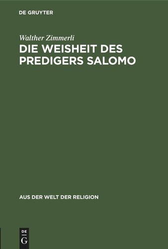 Die Weisheit des Predigers Salomo