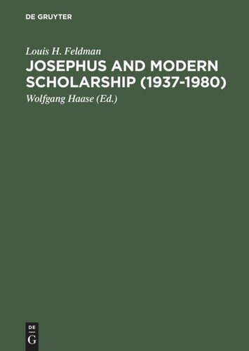 Josephus and Modern Scholarship (1937–1980)