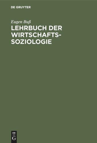 Lehrbuch der Wirtschafts-Soziologie