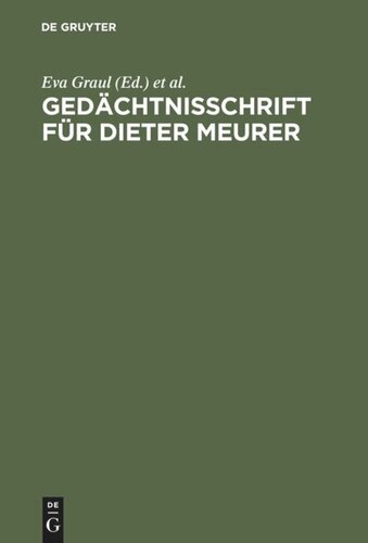 Gedächtnisschrift für Dieter Meurer