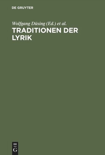 Traditionen der Lyrik: Festschrift für Hans-Henrik Krummacher