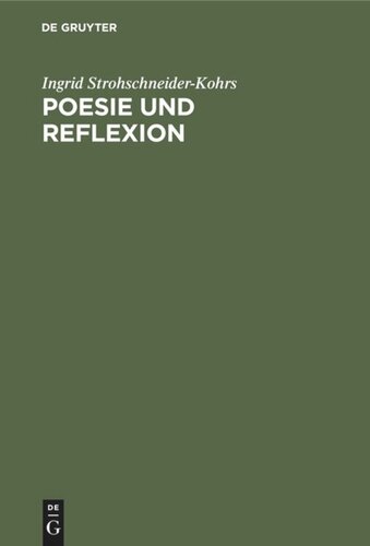 Poesie und Reflexion: Aufsätze zur Literatur