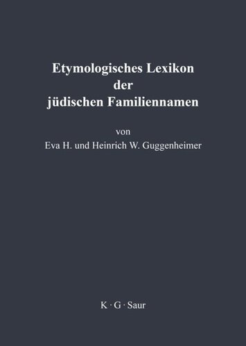 Etymologisches Lexikon der jüdischen Familiennamen