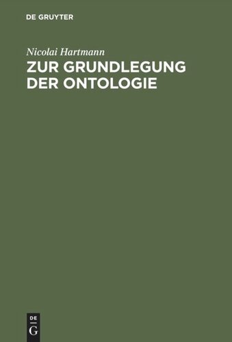 Zur Grundlegung der Ontologie