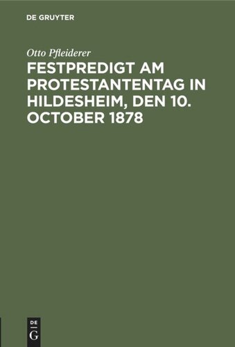 Festpredigt am Protestantentag in Hildesheim, den 10. October 1878