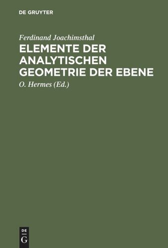 Elemente der analytischen Geometrie der Ebene