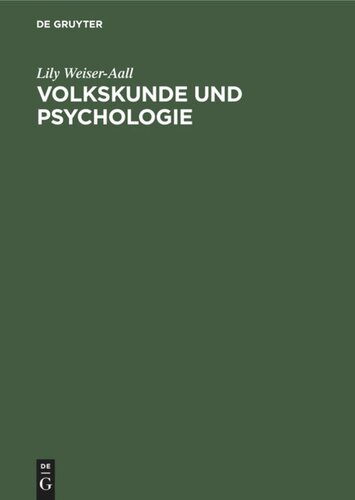 Volkskunde und Psychologie: Eine Einführung