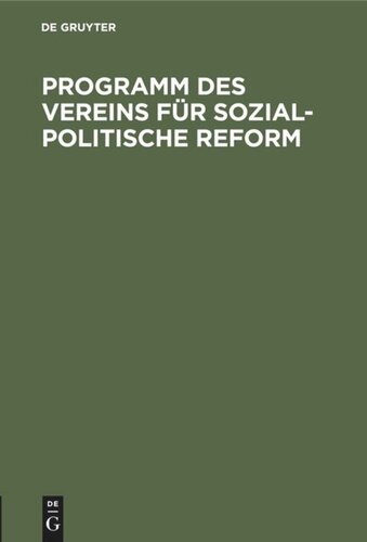 Programm des Vereins für sozial-politische Reform: Am 20. September 1848