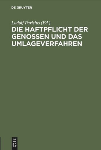 Die Haftpflicht der Genossen und das Umlageverfahren