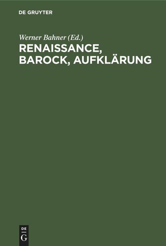 Renaissance, Barock, Aufklärung: Epochen- und Periodisierungsfragen