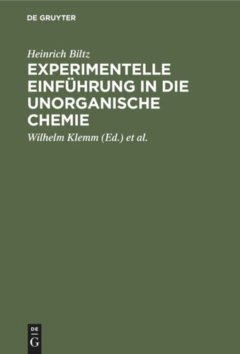 Experimentelle Einführung in die unorganische Chemie