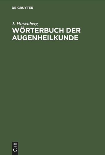 Wörterbuch der Augenheilkunde