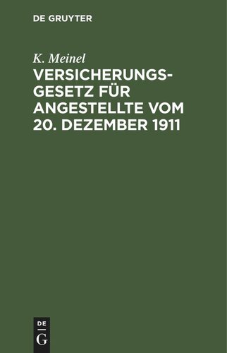 Versicherungsgesetz für Angestellte vom 20. Dezember 1911