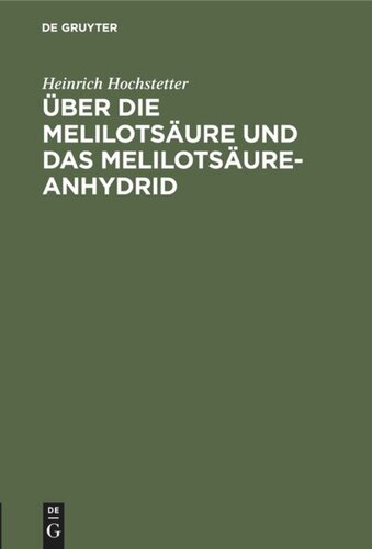 Über die Melilotsäure und das Melilotsäure-Anhydrid