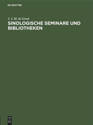 Sinologische Seminare und Bibliotheken: Einzelausgabe