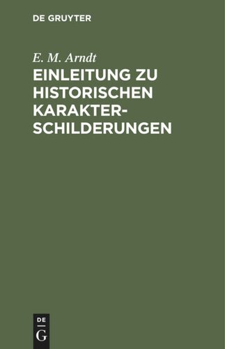 Einleitung zu historischen Karakterschilderungen