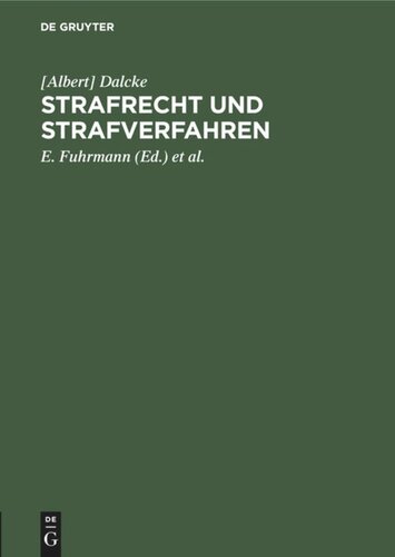 Strafrecht und Strafverfahren: 3. Nachtrag zur 35. Auflage / Januar 1952