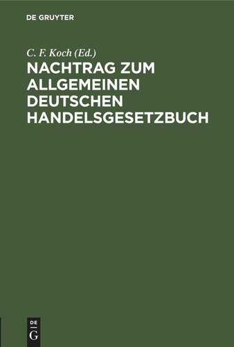 Nachtrag zum Allgemeinen deutschen Handelsgesetzbuch